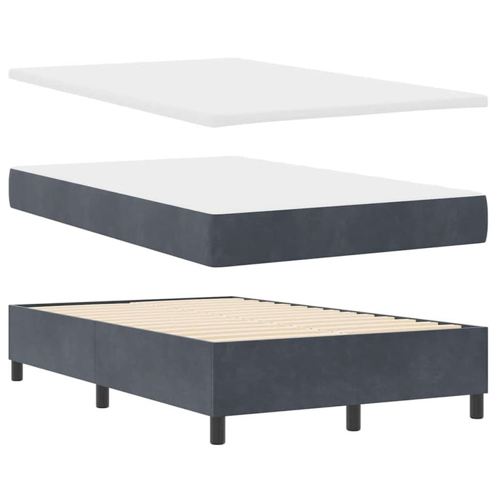 Pat cu arcuri cu headboard Gri închis 120 x 200 cm Catifea WALTI
