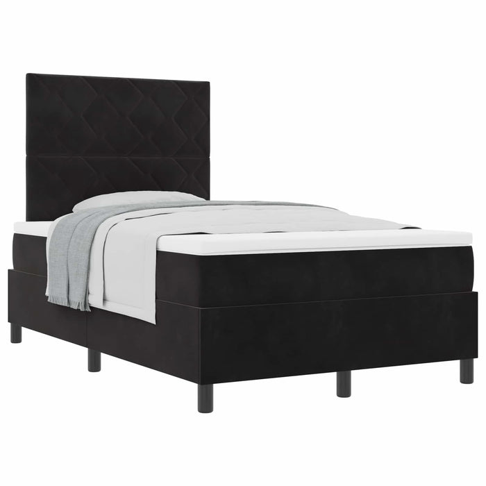 Pat cu arcuri cu headboard Negru 120 x 200 cm Catifea WALTI