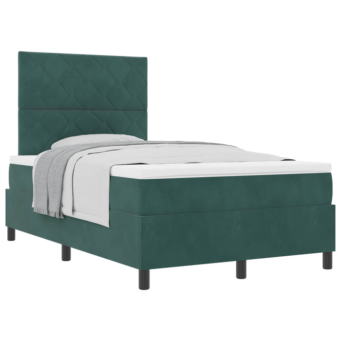 Pat cu arcuri cu headboard Verde închis 120 x 200 cm Catifea WALTI