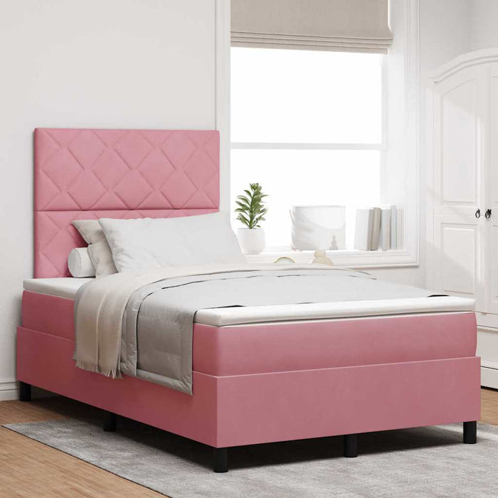 Pat cu arcuri cu headboard Roz 120 x 200 cm Catifea - WALTI WALTI