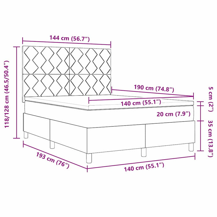 Pat cu arcuri cu headboard Roz 140 x 190 cm Catifea - WALTI WALTI