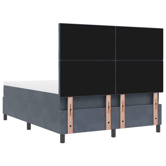 Pat cu arcuri cu headboard Gri închis 140 x 200 cm Catifea WALTI