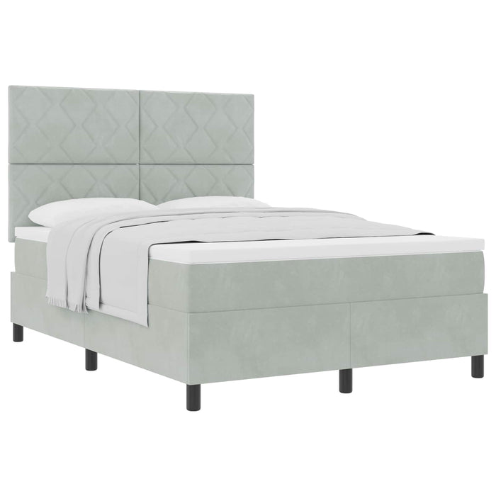 Pat cu arcuri cu headboard Gri deschis 160 x 200 cm Catifea - WALTI WALTI