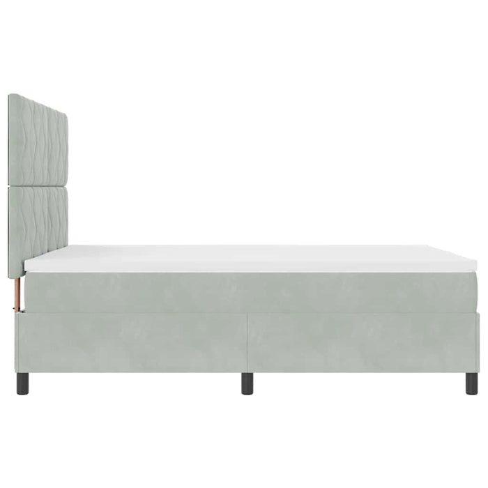 Pat cu arcuri cu headboard Gri deschis 160 x 200 cm Catifea - WALTI WALTI