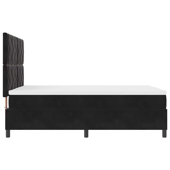 Pat cu arcuri cu headboard Negru 160 x 200 cm Catifea WALTI
