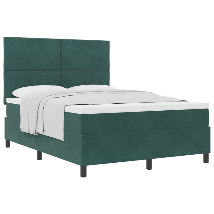 Pat cu arcuri cu headboard Verde închis 160 x 200 cm Catifea - WALTI WALTI