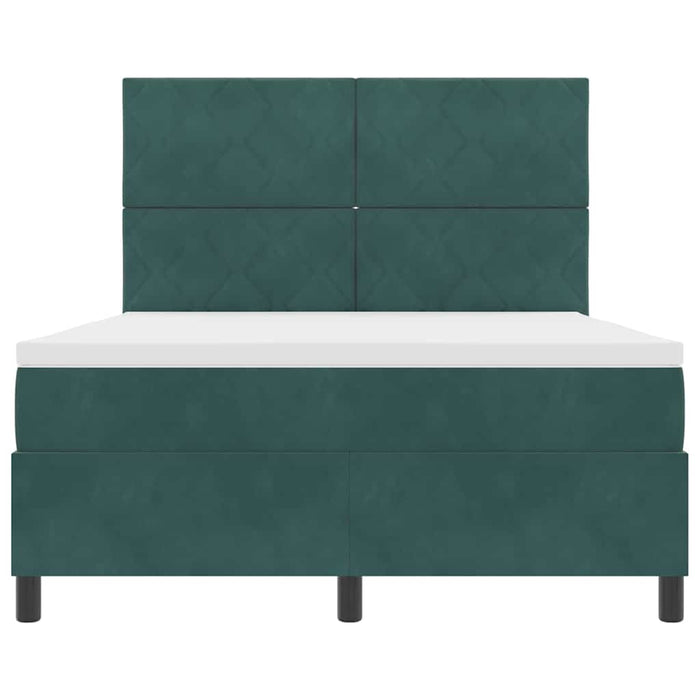 Pat cu arcuri cu headboard Verde închis 160 x 200 cm Catifea - WALTI WALTI