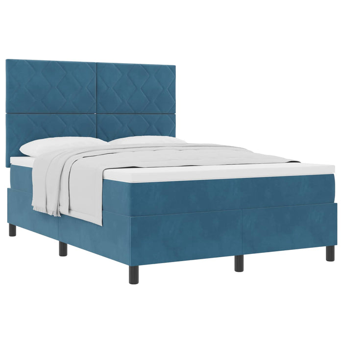 Pat cu arcuri cu headboard Albastru închis 160 x 200 cm Catifea WALTI