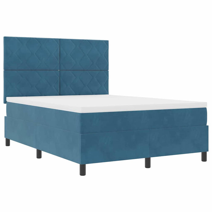 Pat cu arcuri cu headboard Albastru închis 160 x 200 cm Catifea WALTI