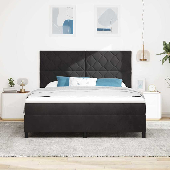 Pat cu arcuri cu headboard Negru 180 x 200 cm Catifea - WALTI WALTI