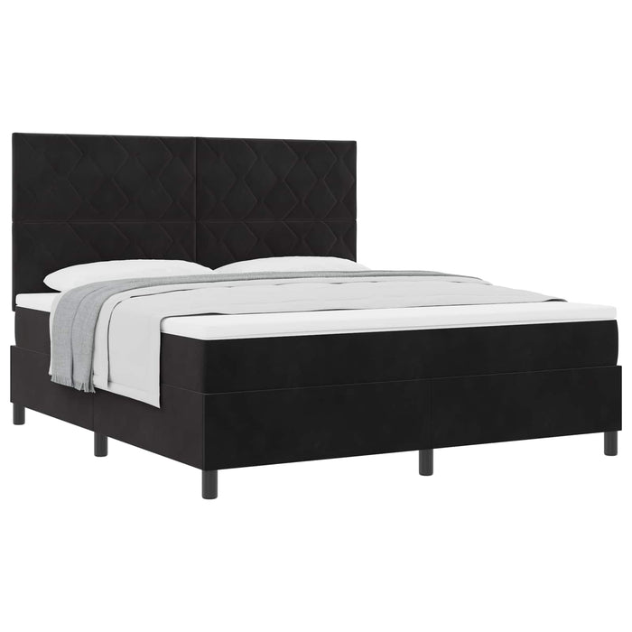 Pat cu arcuri cu headboard Negru 180 x 200 cm Catifea - WALTI WALTI