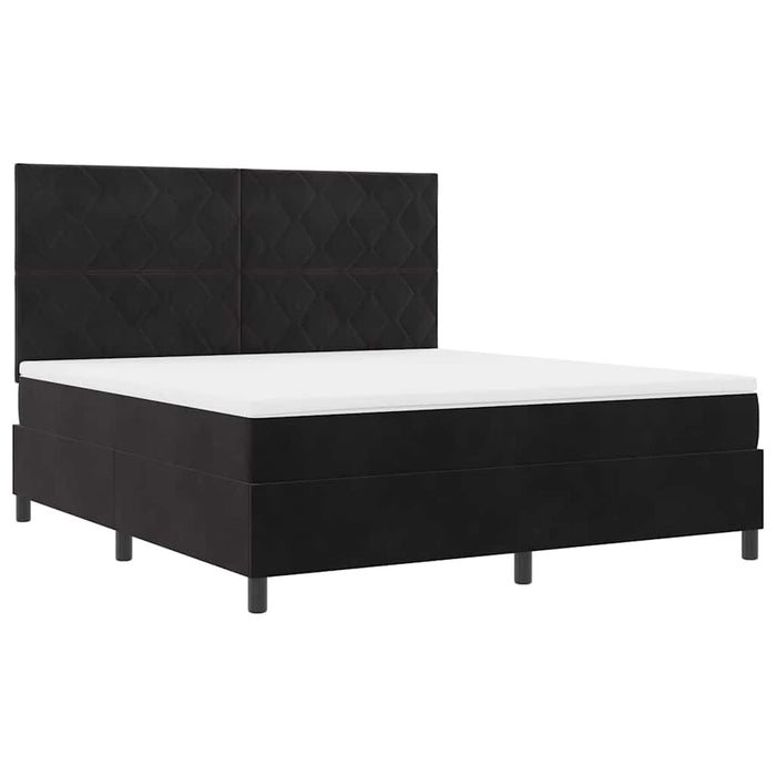 Pat cu arcuri cu headboard Negru 180 x 200 cm Catifea - WALTI WALTI