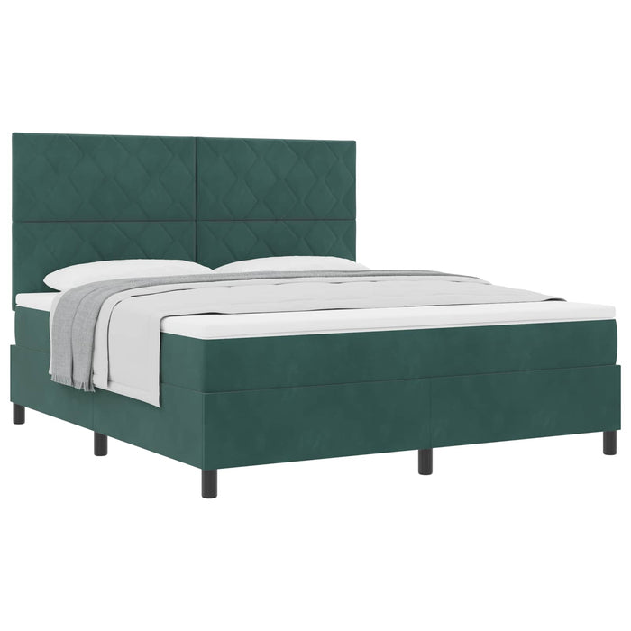 Pat cu arcuri cu headboard Verde închis 180 x 200 cm Catifea WALTI