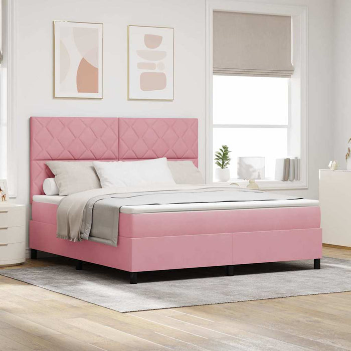 Pat cu arcuri cu headboard Roz 180 x 200 cm Catifea - WALTI WALTI