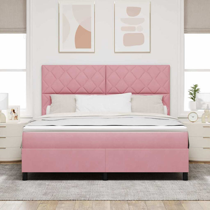 Pat cu arcuri cu headboard Roz 180 x 200 cm Catifea - WALTI WALTI