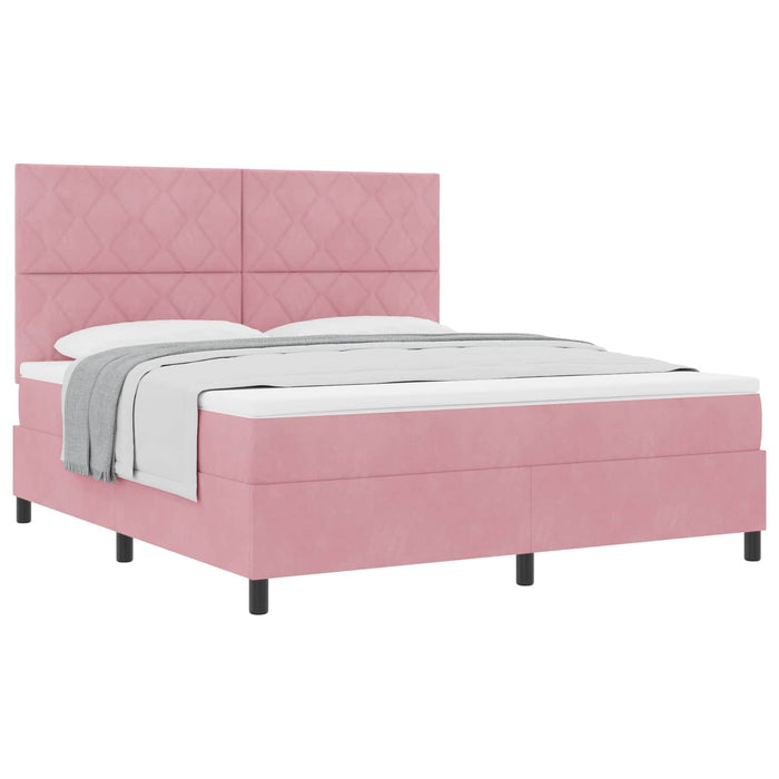 Pat cu arcuri cu headboard Roz 180 x 200 cm Catifea - WALTI WALTI