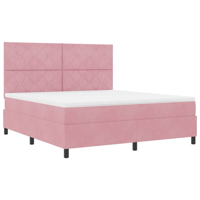 Pat cu arcuri cu headboard Roz 180 x 200 cm Catifea - WALTI WALTI