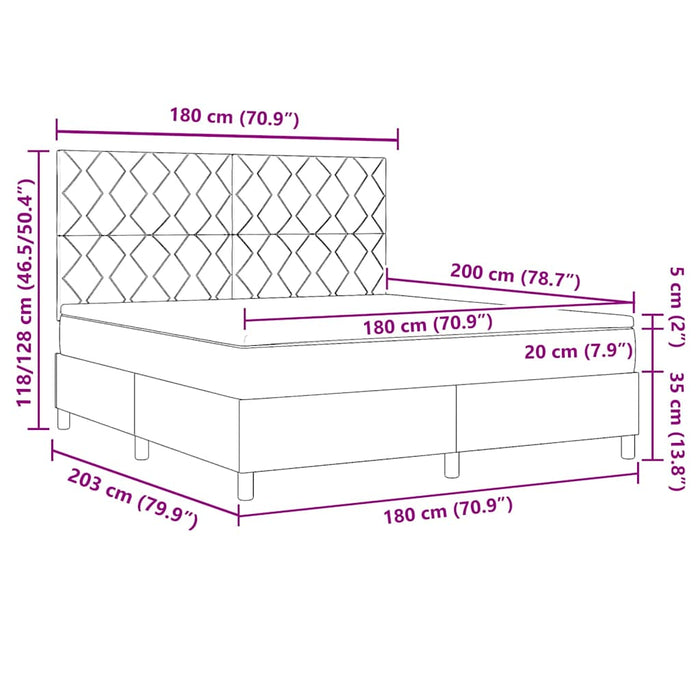 Pat cu arcuri cu headboard Roz 180 x 200 cm Catifea - WALTI WALTI