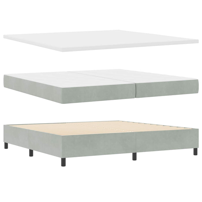 Pat cu arcuri cu headboard Gri deschis 200 x 200 cm Catifea WALTI