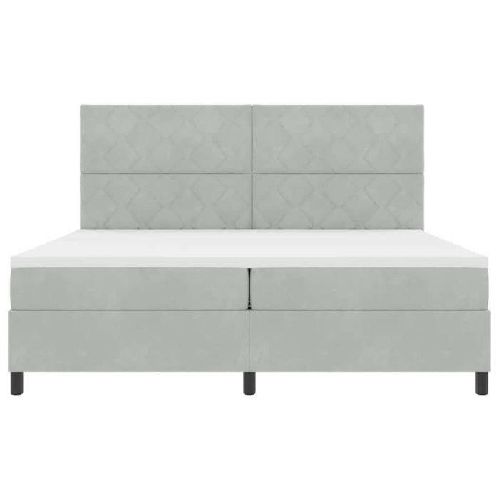 Pat cu arcuri cu headboard Gri deschis 200 x 200 cm Catifea WALTI