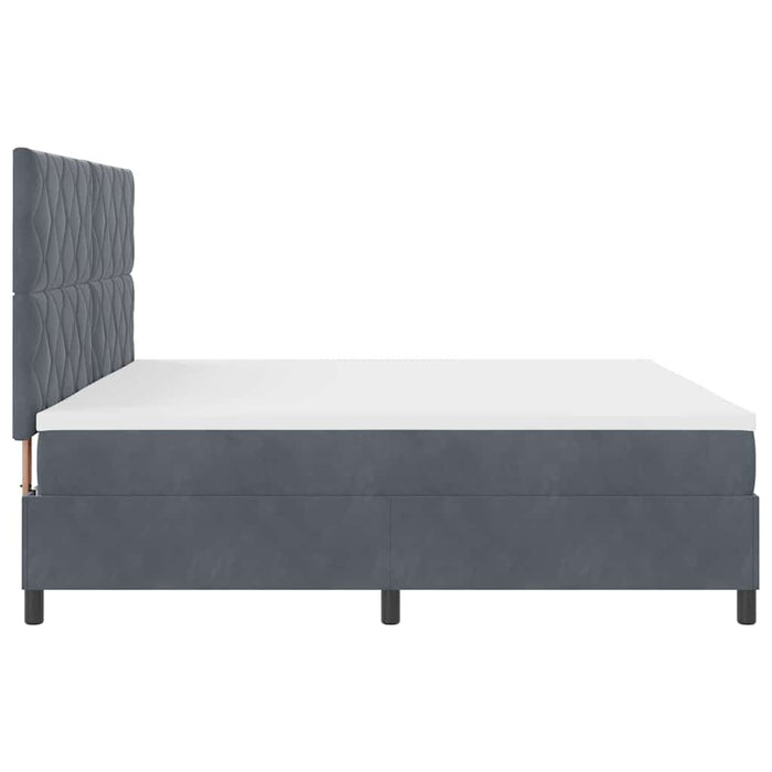 Pat cu arcuri cu headboard Gri închis 200 x 200 cm Catifea WALTI