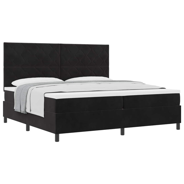 Pat cu arcuri cu headboard Negru 200 x 200 cm Catifea WALTI