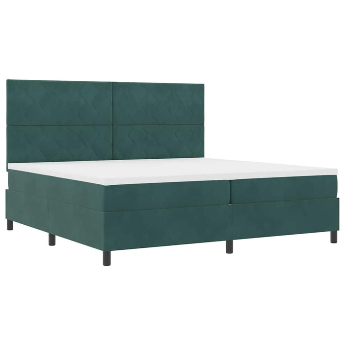 Pat cu arcuri cu headboard Verde închis 200 x 200 cm Catifea WALTI