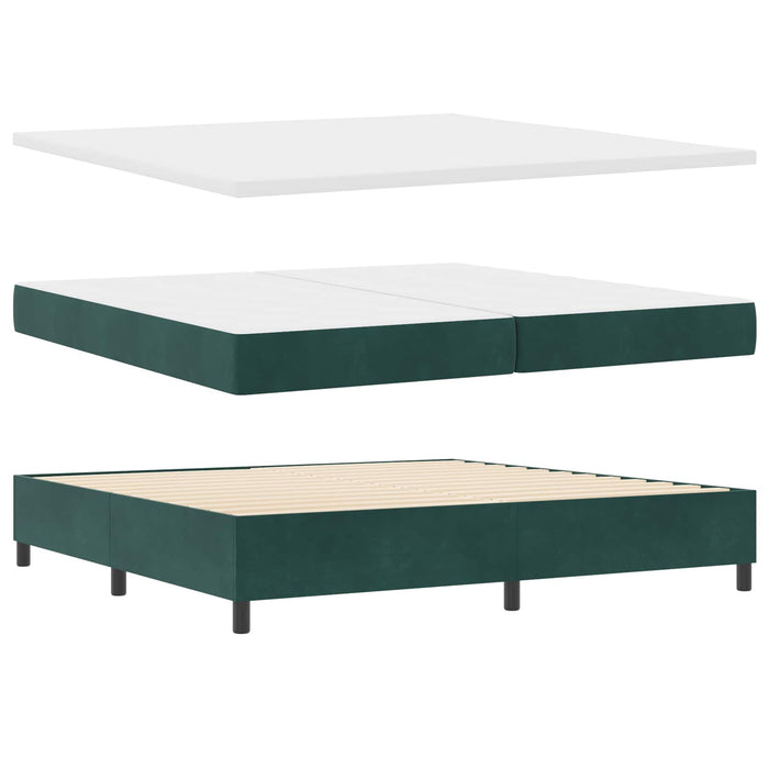 Pat cu arcuri cu headboard Verde închis 200 x 200 cm Catifea WALTI