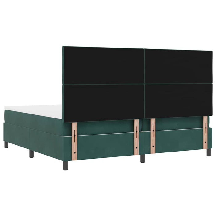 Pat cu arcuri cu headboard Verde închis 200 x 200 cm Catifea WALTI