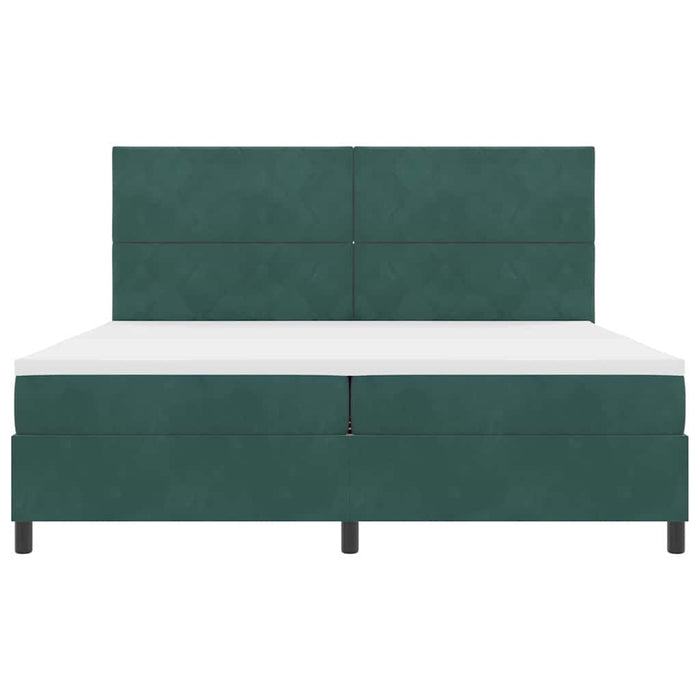 Pat cu arcuri cu headboard Verde închis 200 x 200 cm Catifea WALTI