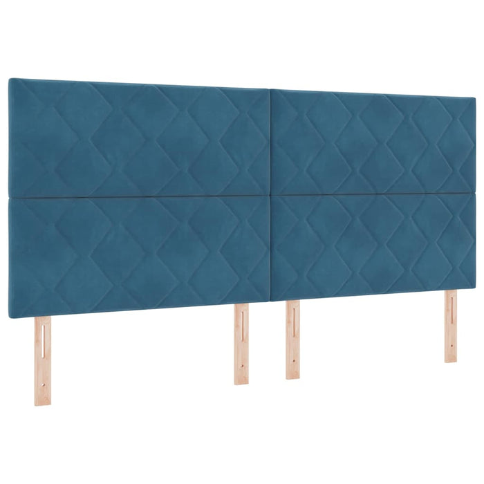 Pat cu arcuri cu saltea Albastru închis 200 x 200 cm țesătură - WALTI WALTI