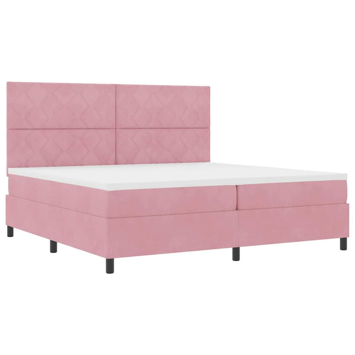 Pat cu arcuri cu headboard Roz 200 x 200 cm Catifea WALTI