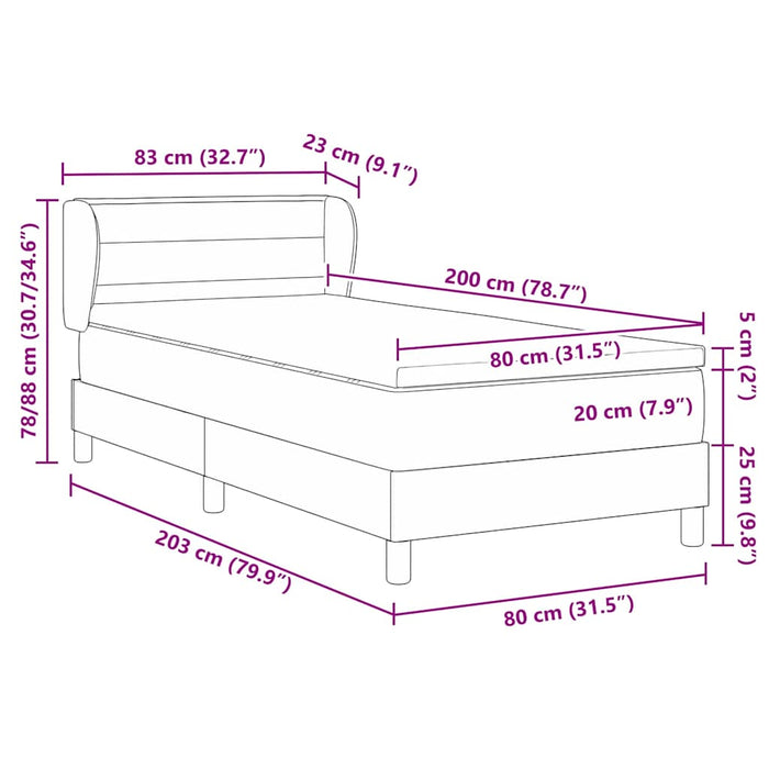 Pat cu arcuri cu saltea Gri deschis 80 x 200 cm țesătură - WALTI WALTI