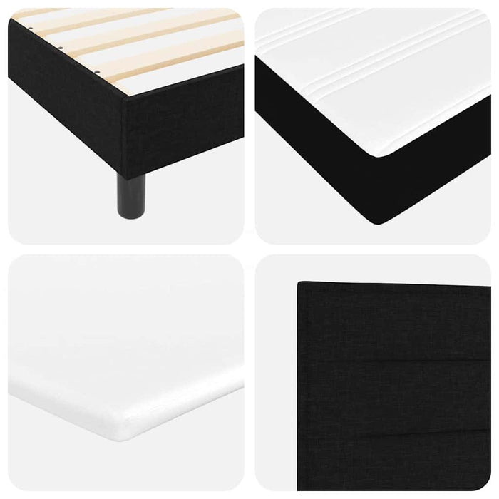 Pat cu arcuri cu saltea cu headboard Negru 80 x 200 cm țesătură WALTI