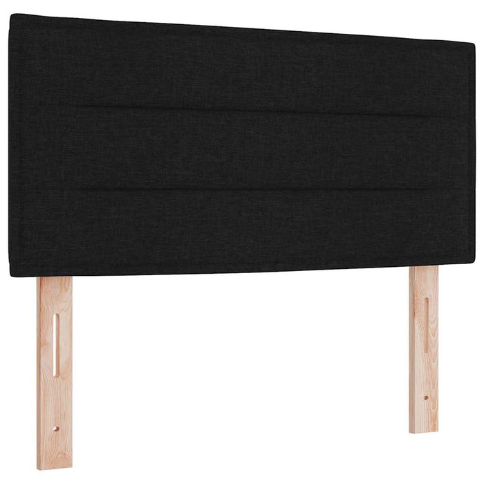 Pat cu arcuri cu saltea cu headboard Negru 80 x 200 cm țesătură WALTI