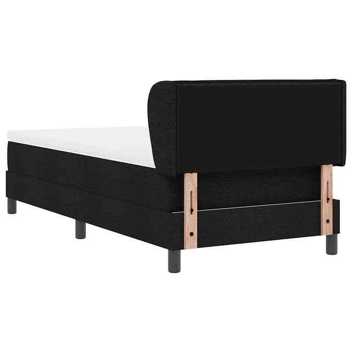 Pat cu arcuri cu saltea cu headboard Negru 80 x 200 cm țesătură WALTI