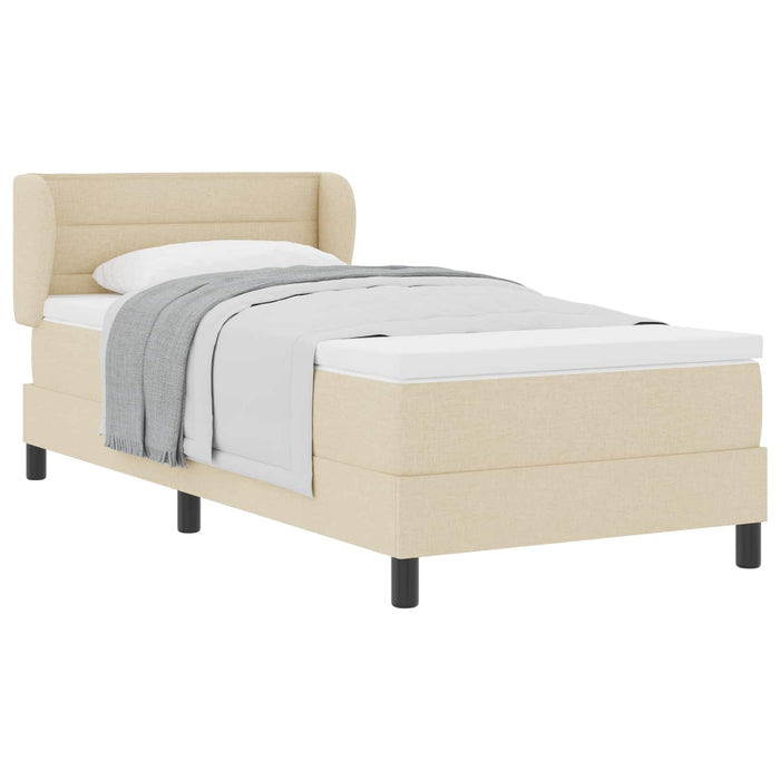 Pat cu arcuri cu saltea cu headboard Crem 80 x 200 cm țesătură - WALTI WALTI