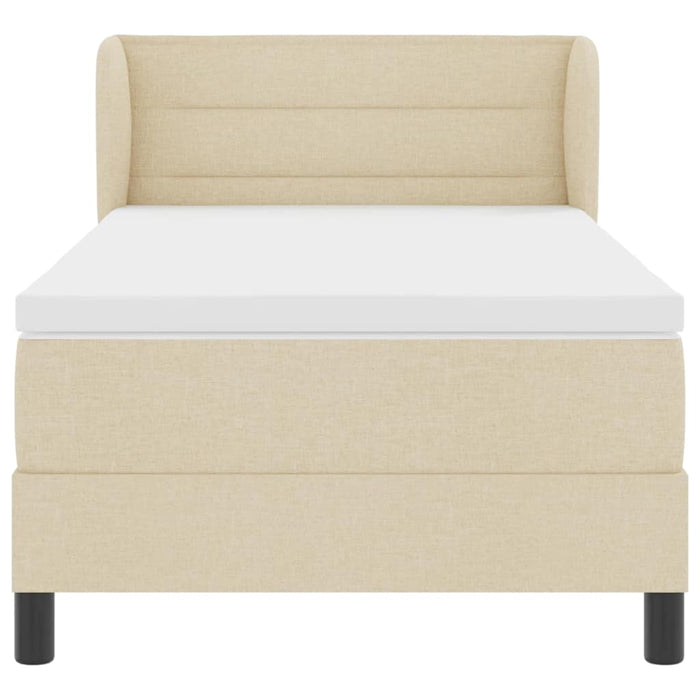 Pat cu arcuri cu saltea cu headboard Crem 90 x 190 cm țesătură - WALTI WALTI