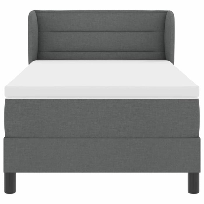 Pat cu arcuri cu headboard Gri închis 90 x 200 cm țesătură - WALTI WALTI
