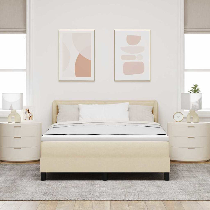 Pat cu arcuri cu saltea cu headboard Crem 140 x 190 cm țesătură - WALTI WALTI
