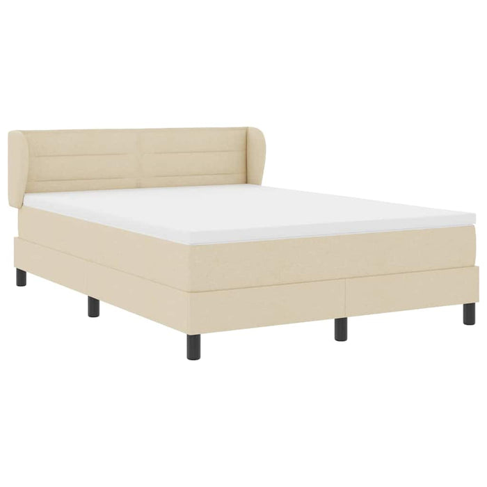 Pat cu arcuri cu saltea cu headboard Crem 140 x 190 cm țesătură - WALTI WALTI