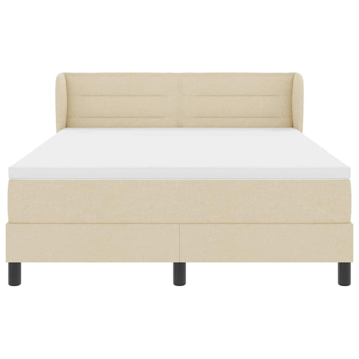 Pat cu arcuri cu saltea cu headboard Crem 140 x 190 cm țesătură - WALTI WALTI