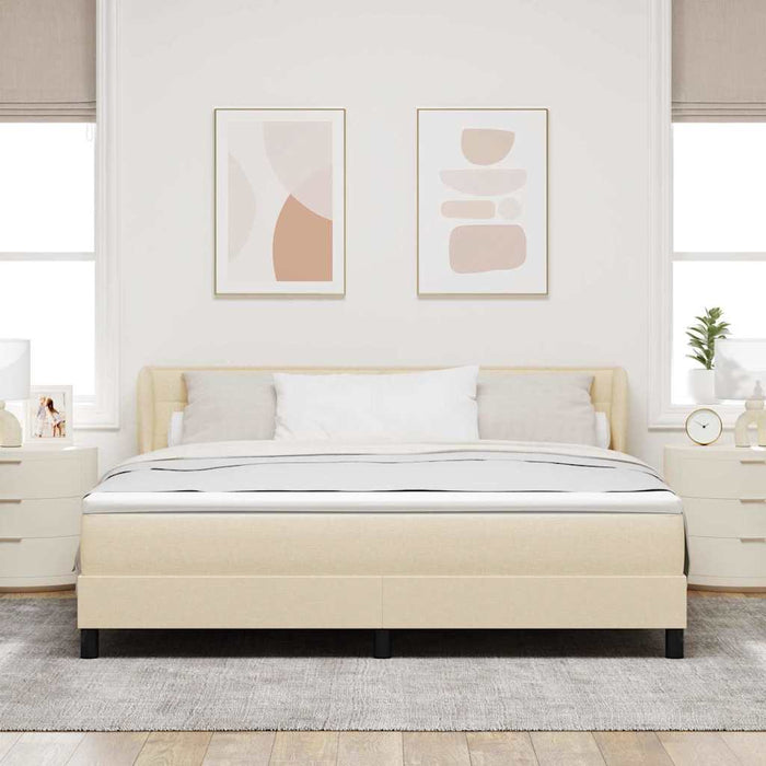 Pat cu arcuri cu saltea cu headboard Crem 180 x 200 cm țesătură - WALTI WALTI