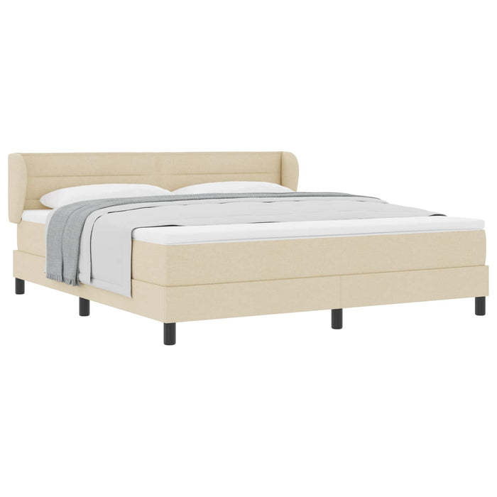 Pat cu arcuri cu saltea cu headboard Crem 180 x 200 cm țesătură - WALTI WALTI