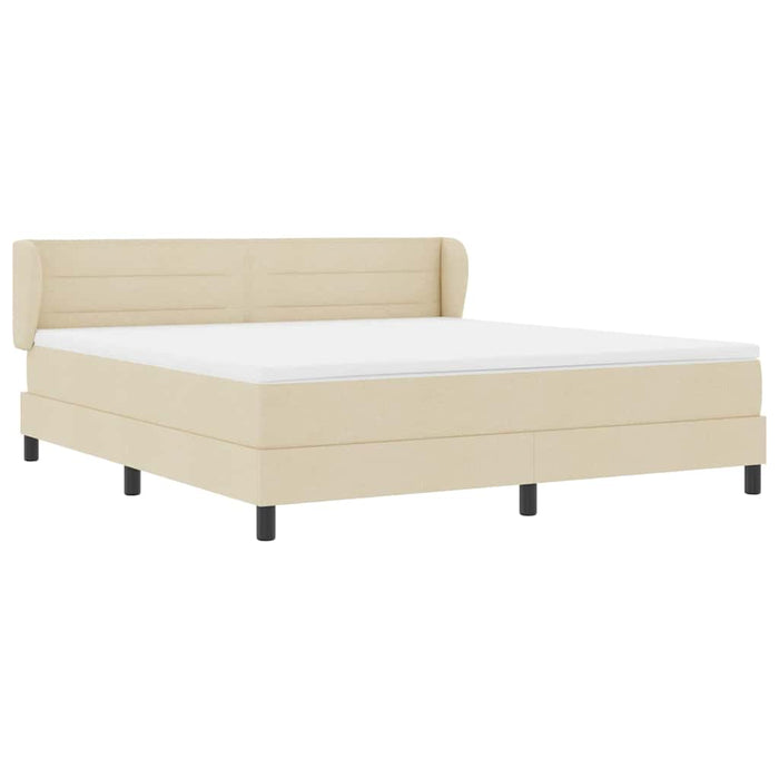 Pat cu arcuri cu saltea cu headboard Crem 180 x 200 cm țesătură - WALTI WALTI