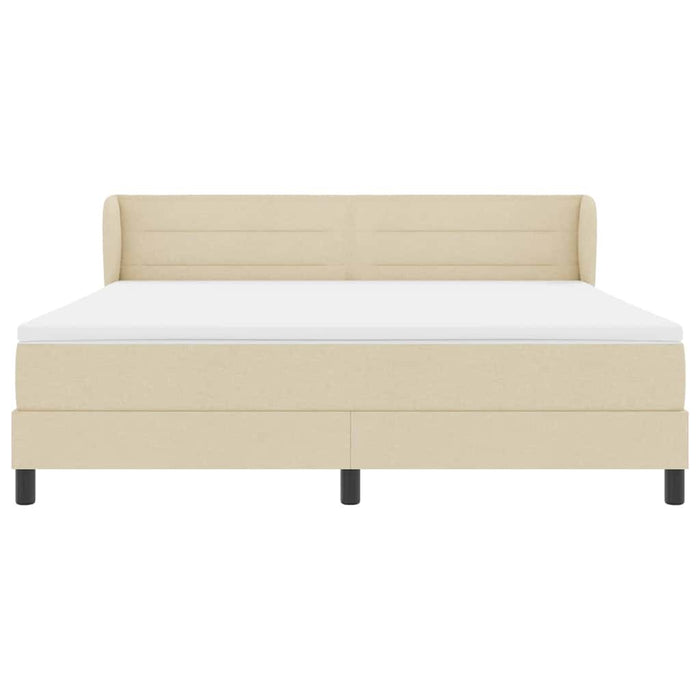 Pat cu arcuri cu saltea cu headboard Crem 180 x 200 cm țesătură - WALTI WALTI