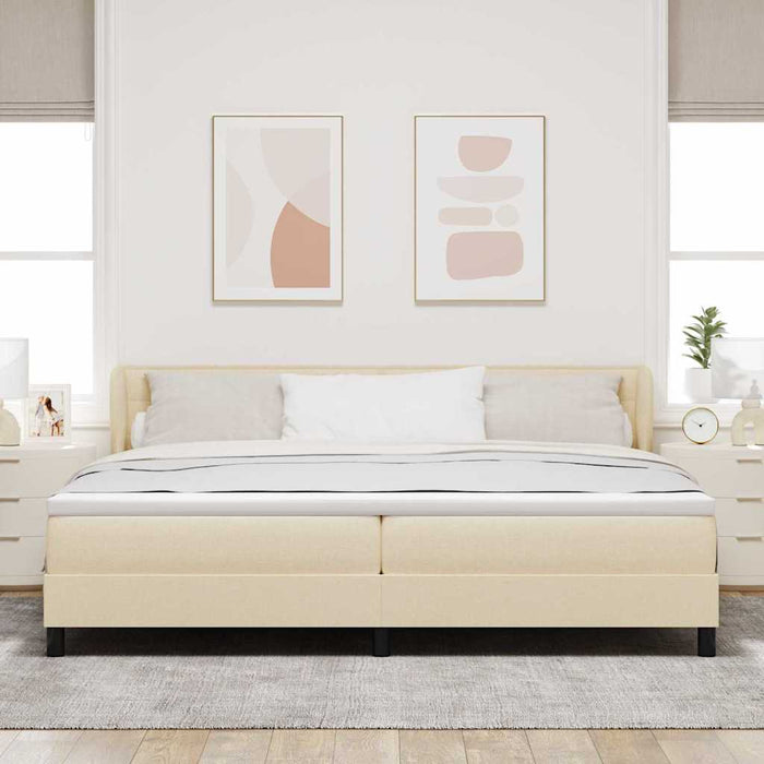 Pat cu arcuri cu saltea cu headboard Crem 200 x 200 cm țesătură - WALTI WALTI