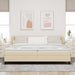 Pat cu arcuri cu saltea cu headboard Crem 200 x 200 cm țesătură - WALTI WALTI