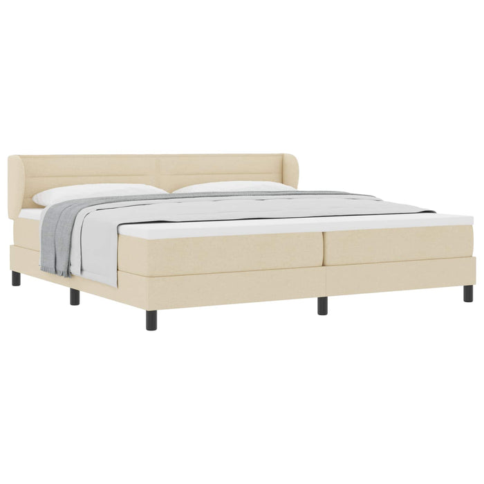 Pat cu arcuri cu saltea cu headboard Crem 200 x 200 cm țesătură - WALTI WALTI