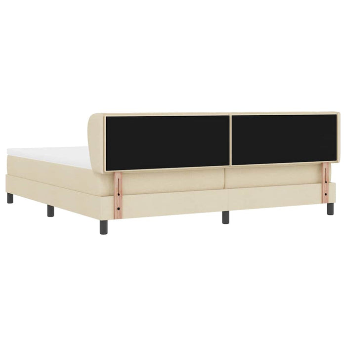 Pat cu arcuri cu saltea cu headboard Crem 200 x 200 cm țesătură - WALTI WALTI